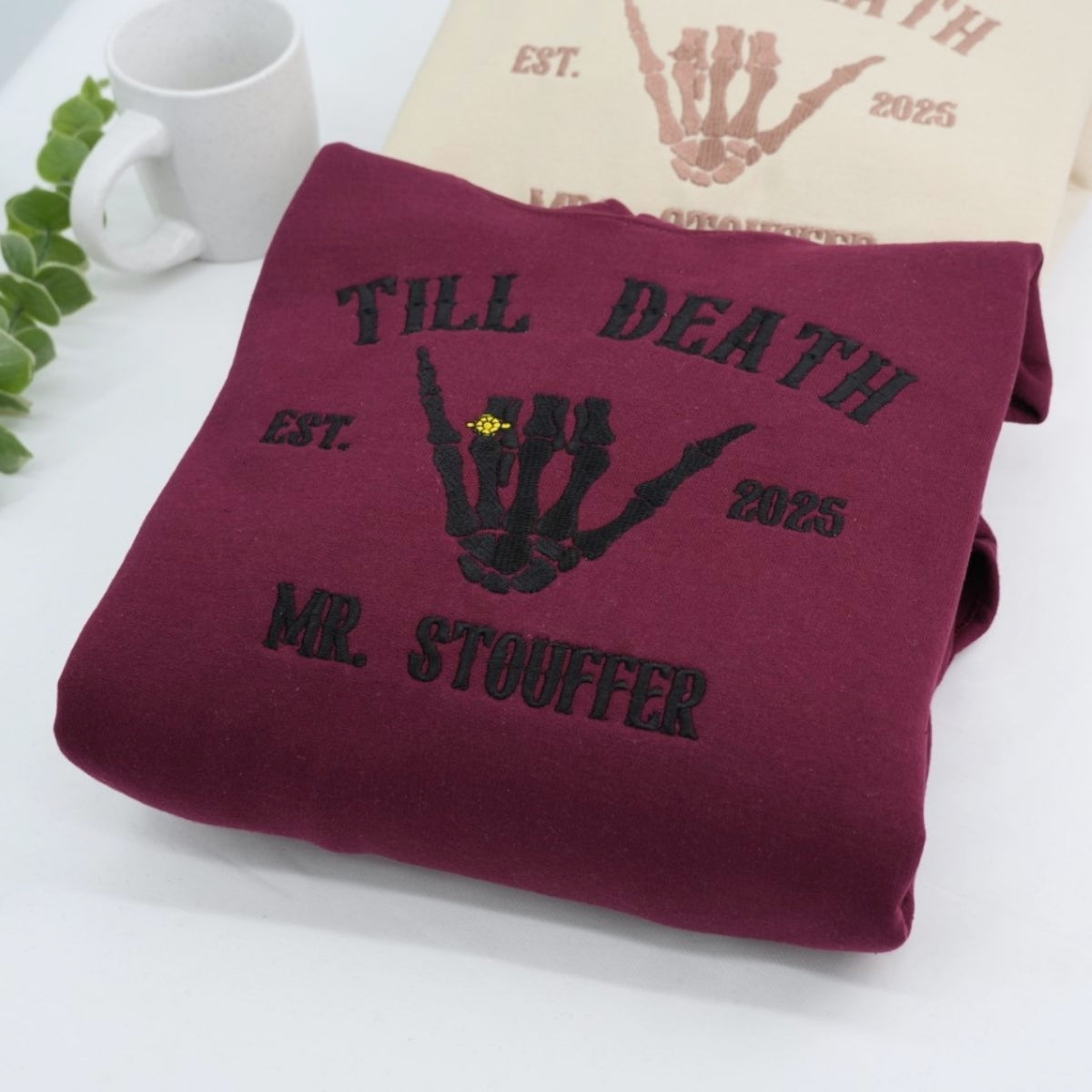 Individuell bestickte Engel- und Dämonenkatze-Kapuzenpullover für Paare