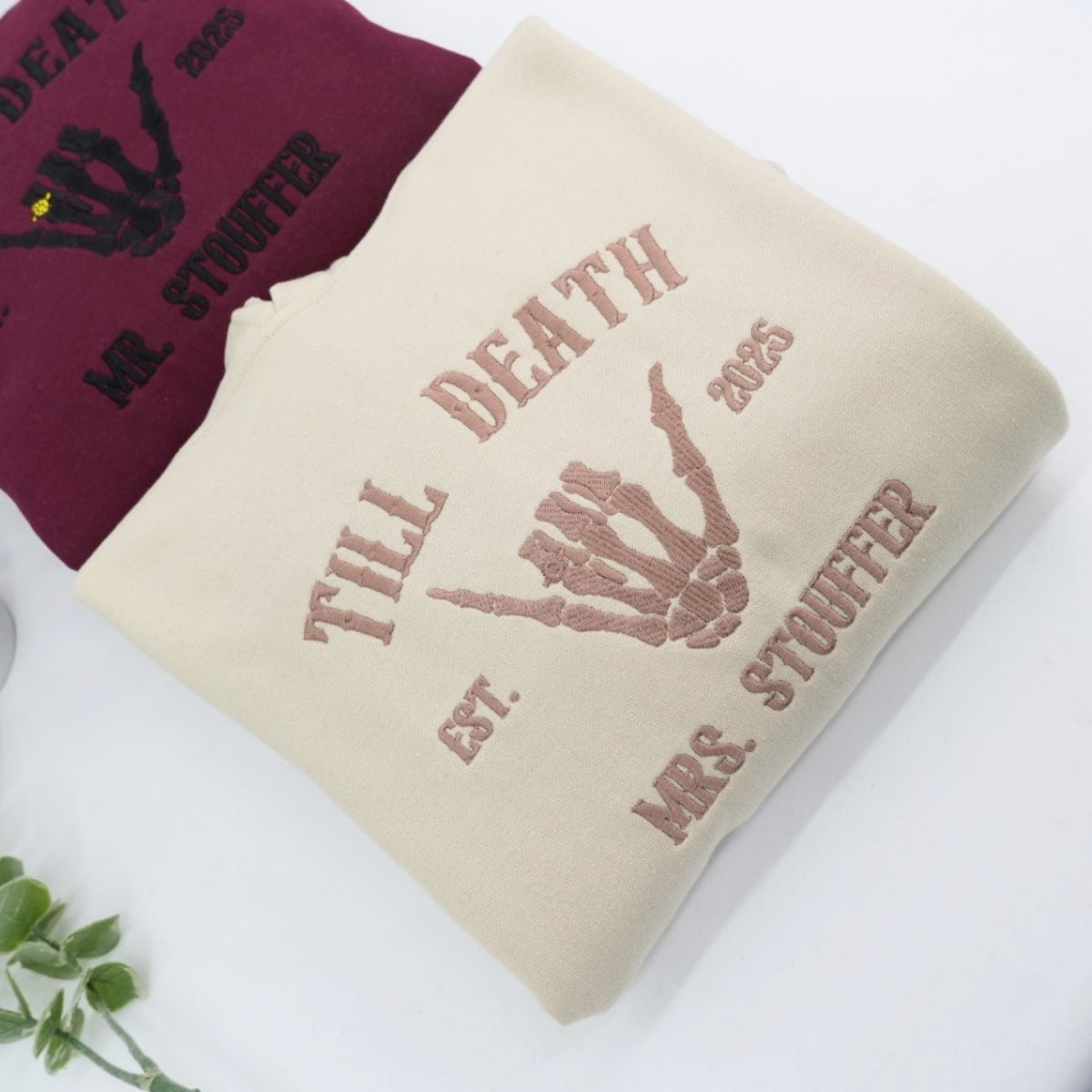 Individuell bestickte Engel- und Dämonenkatze-Kapuzenpullover für Paare