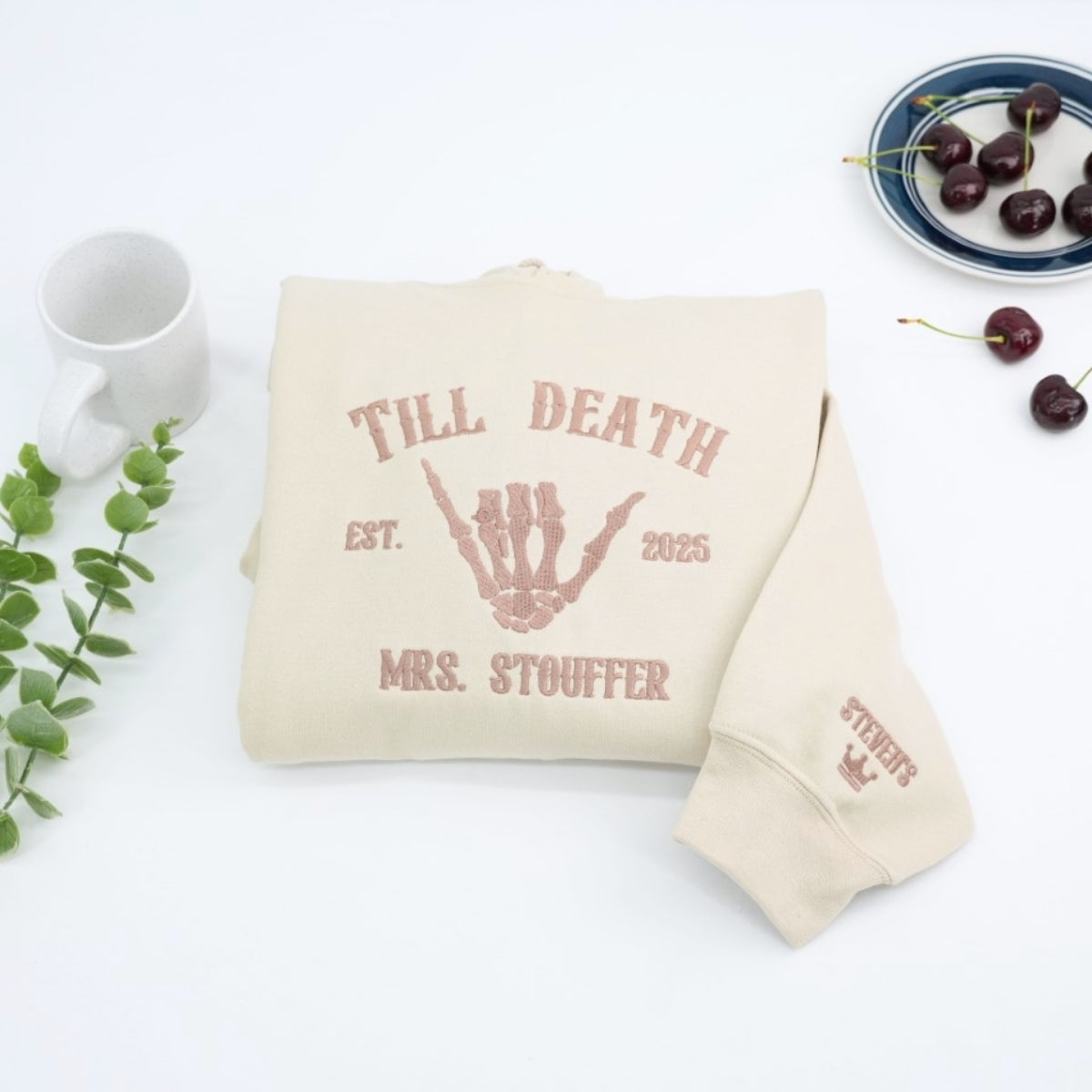 Individuell bestickte Engel- und Dämonenkatze-Kapuzenpullover für Paare