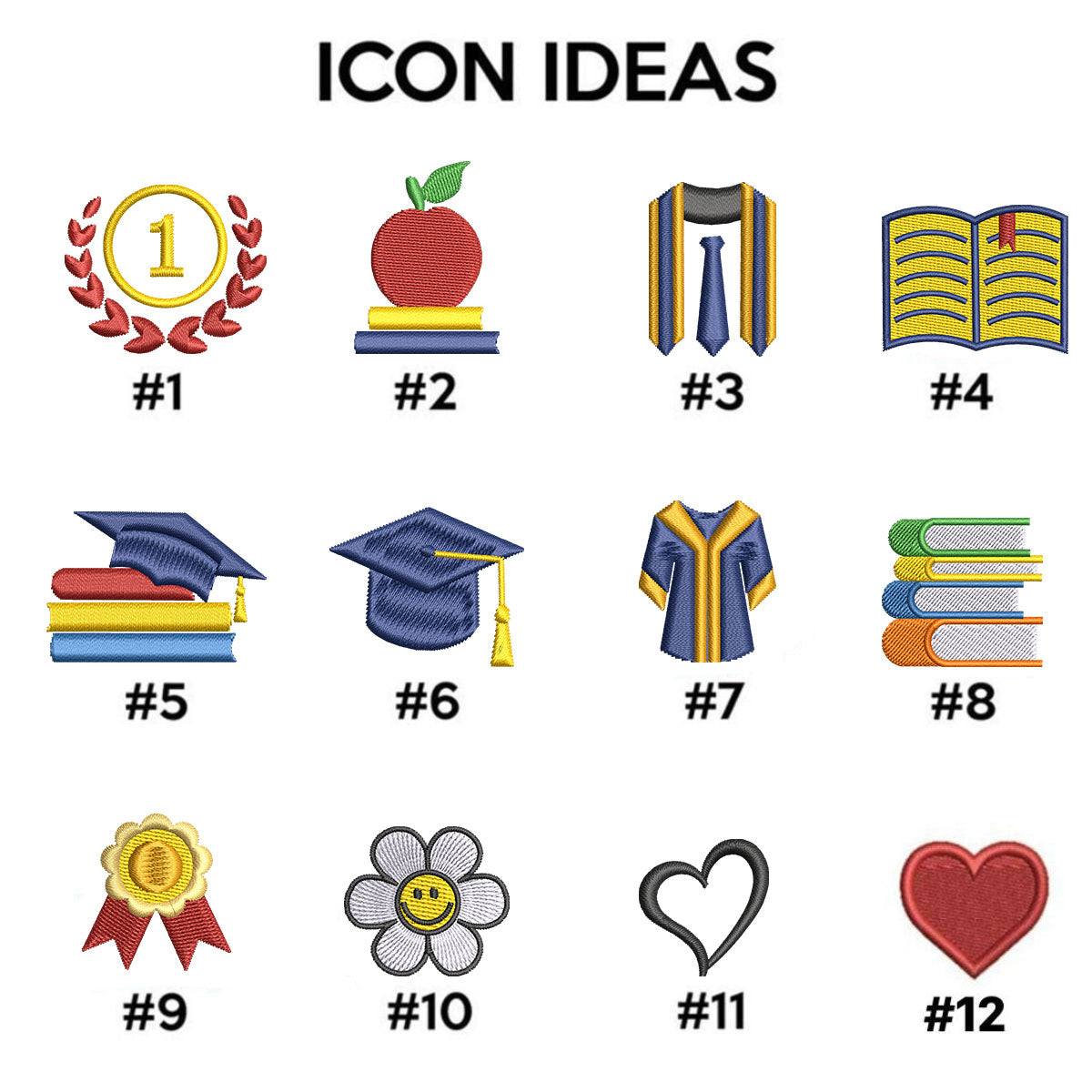 University Custom T-Shirts - Floral Letter Embroidered Design - College Student Professional Program Gift