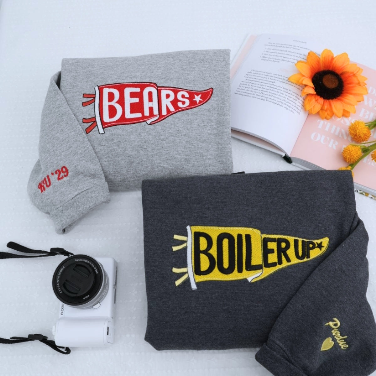 Individuell bestickte Engel- und Dämonenkatze-Kapuzenpullover für Paare