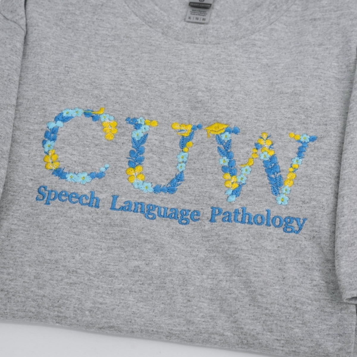 University Custom T-Shirts - Floral Letter Embroidered Design - College Student Professional Program Gift