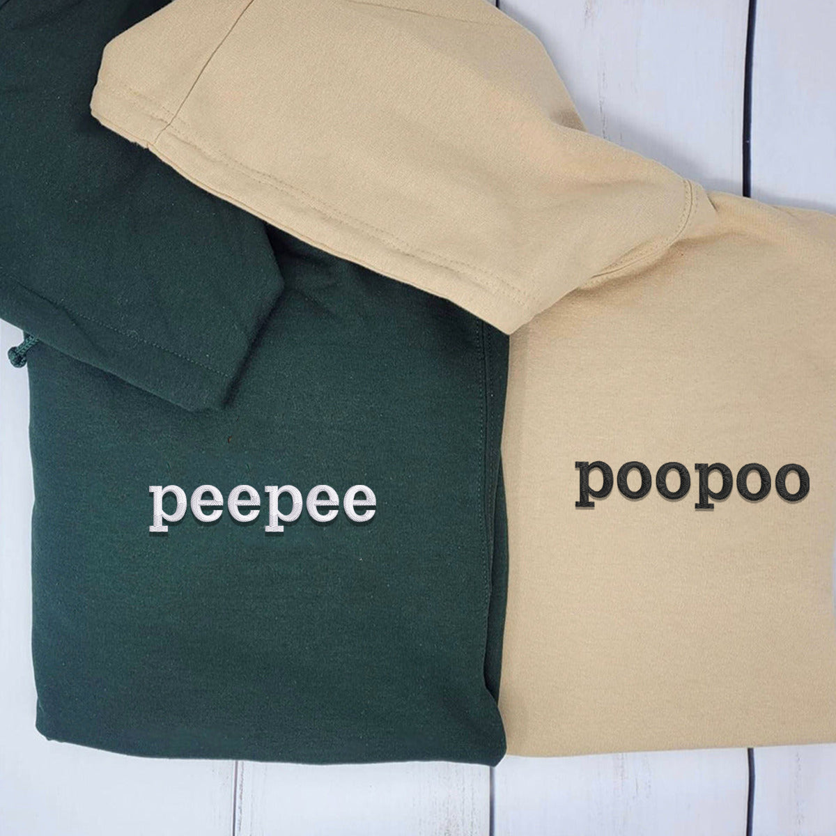 Benutzerdefinierte Peepee Poopoo passende bestickte Paar Hoodies
