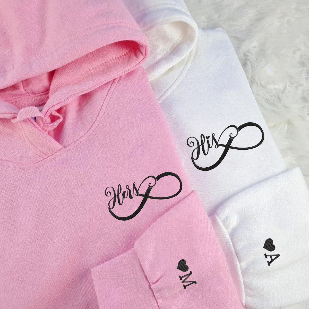 Custom Matching His & Her Couple Embroidered Hoodies