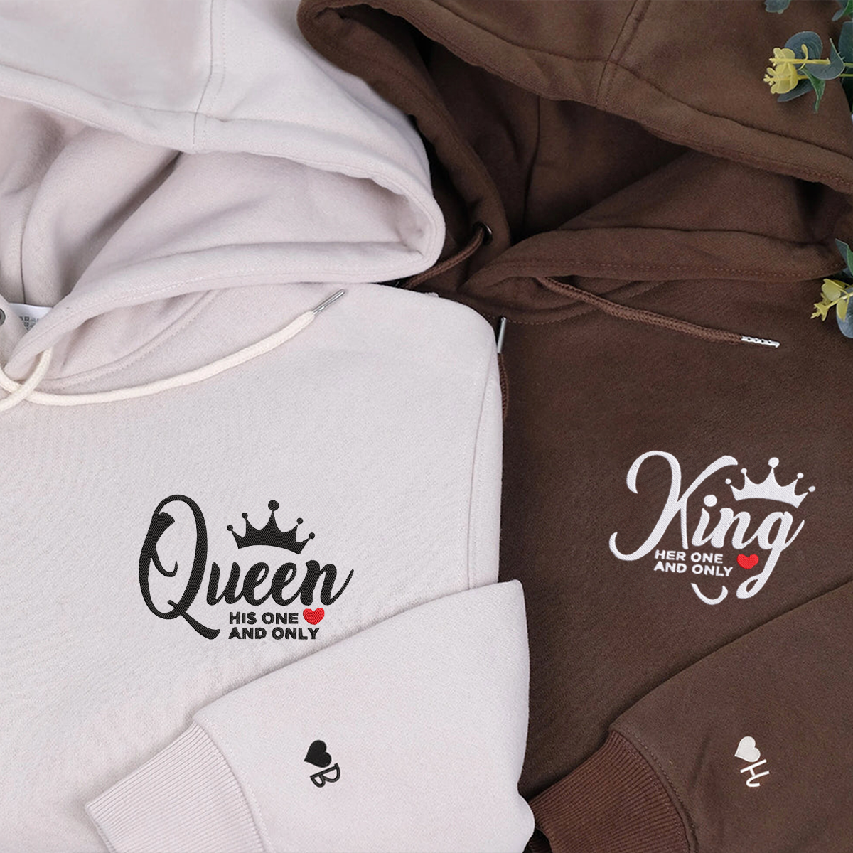 King And Queen Hoodie Matching Relationship Embroidered Hoodies
