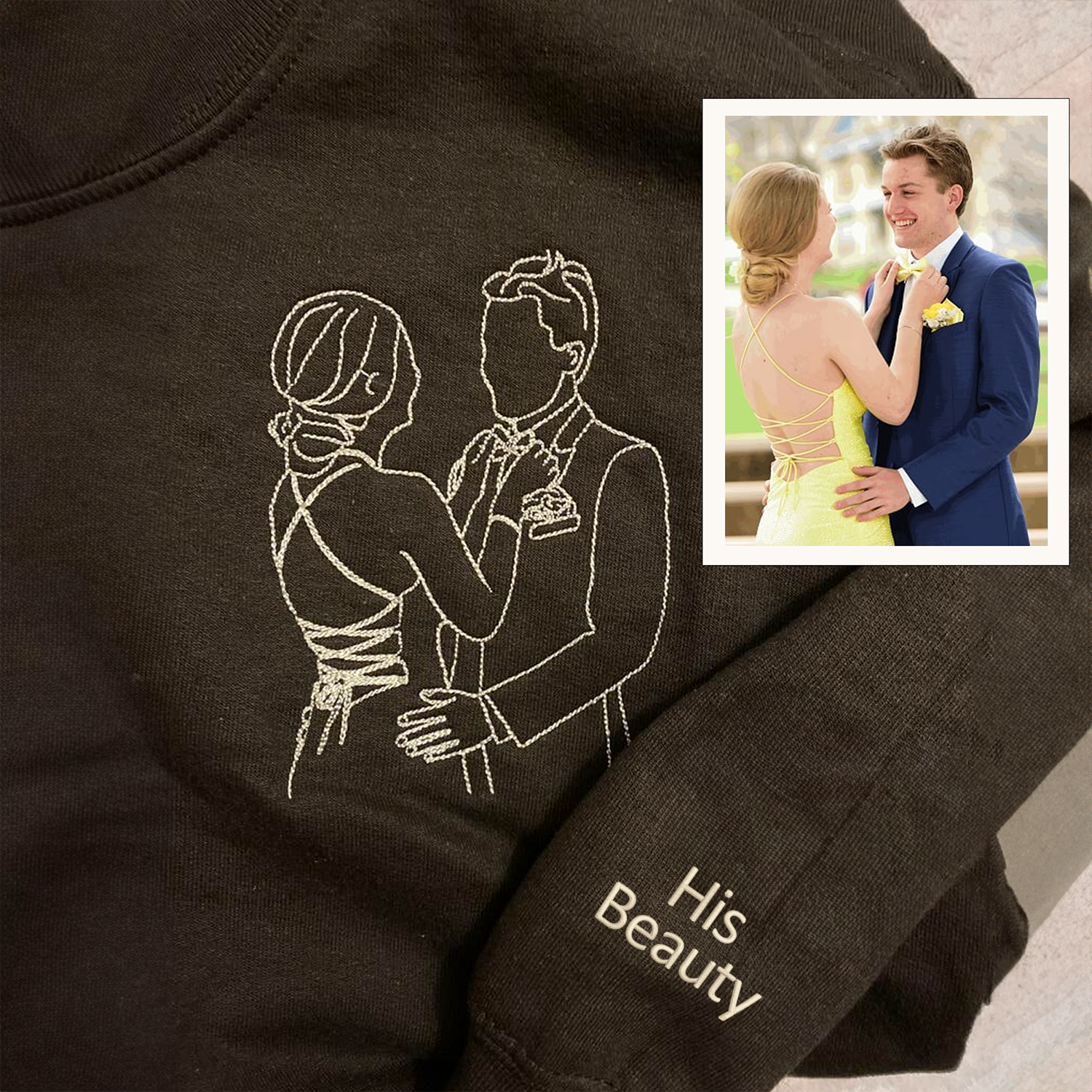 Embroidered Beauty and The Beast Custom Hoodies or Sweatshirts from Your Photo