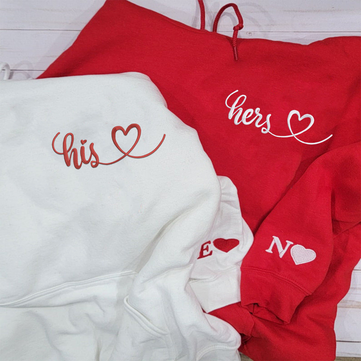 Custom Matching His & Her Couple Embroidered Hoodies