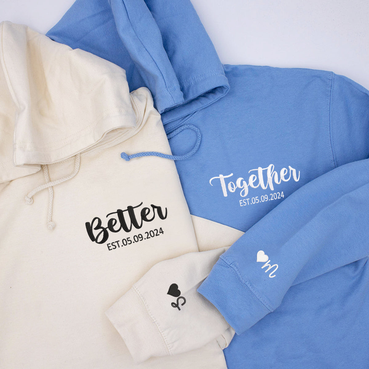 Custom Better Together Matching Embroidered Couple's Hoodies