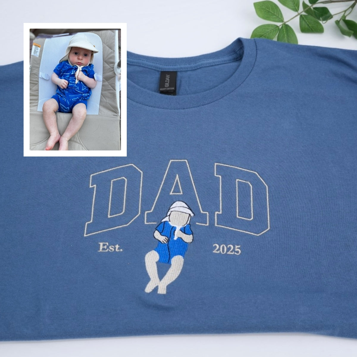 Varsity Dad Custom T-Shirt - Father Child Embroidered Shirt - Perfect New Dad Gift