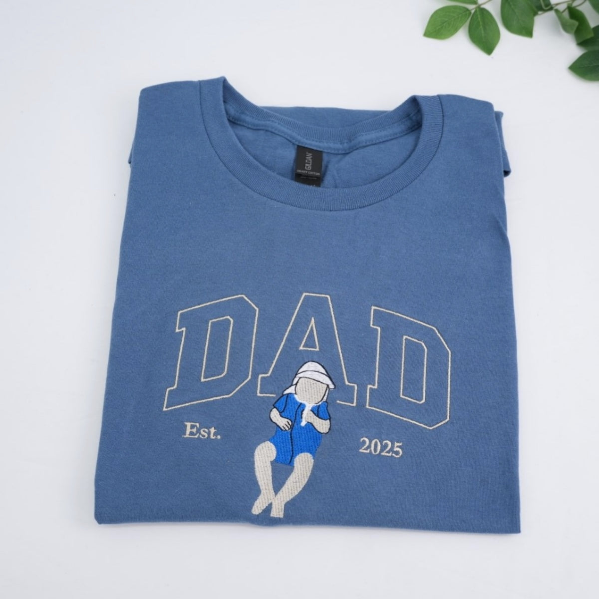 Varsity Dad Custom T-Shirt - Father Child Embroidered Shirt - Perfect New Dad Gift