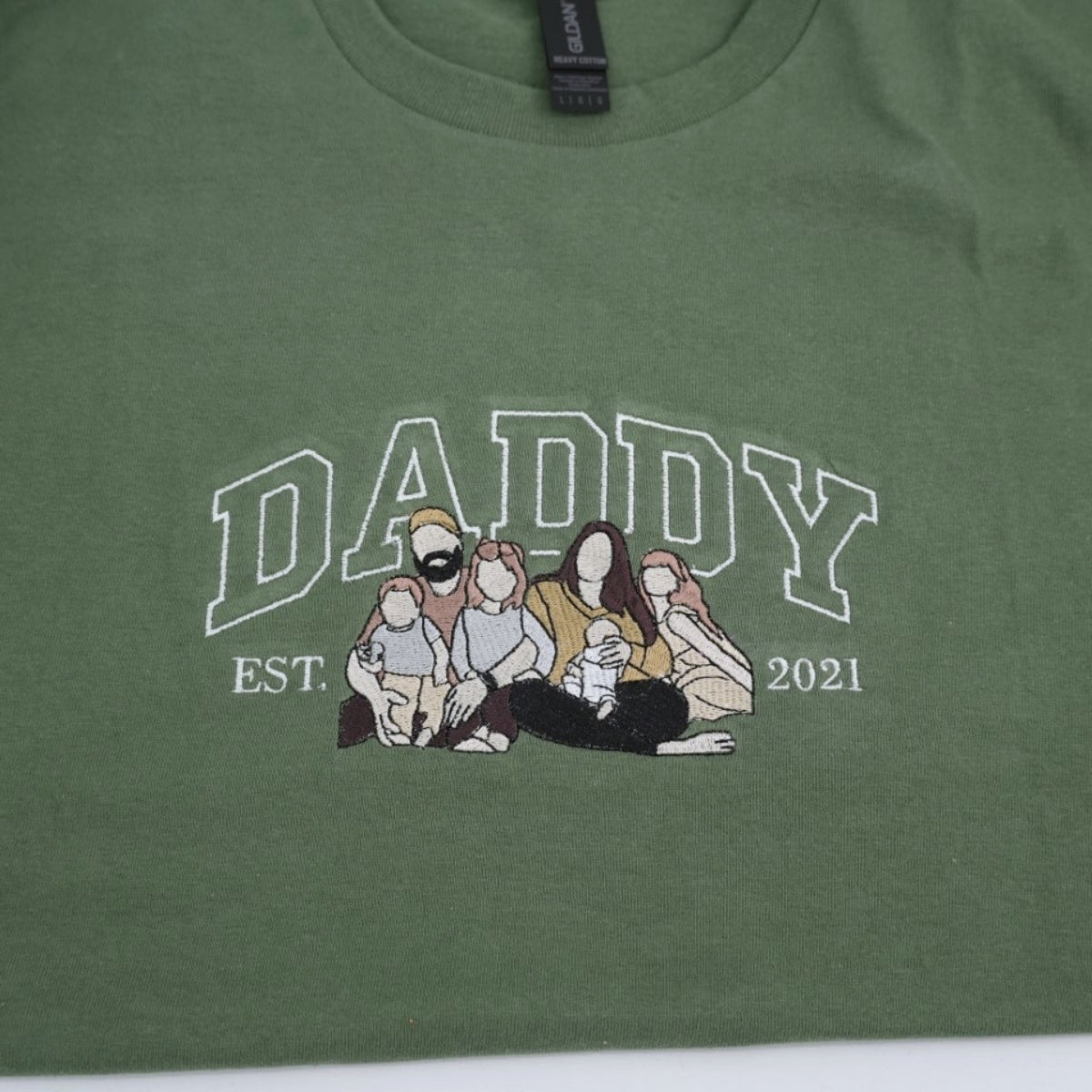 Varsity Dad Custom T-Shirt - Father Child Embroidered Shirt - Perfect New Dad Gift