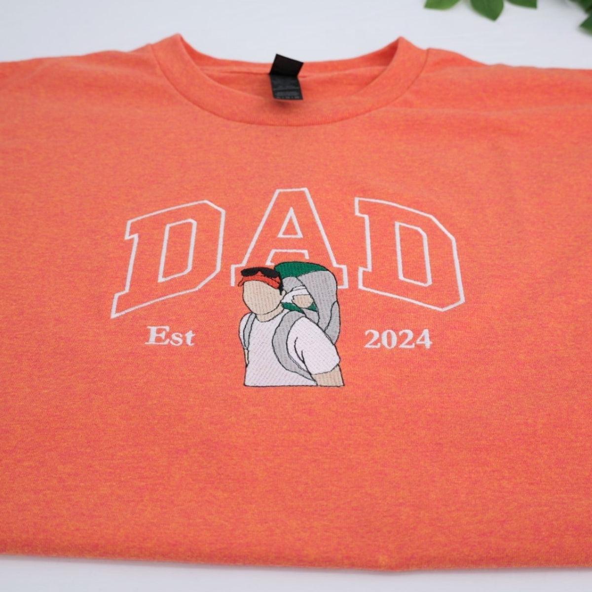 Varsity Dad Custom T-Shirt - Father Child Embroidered Shirt - Perfect New Dad Gift