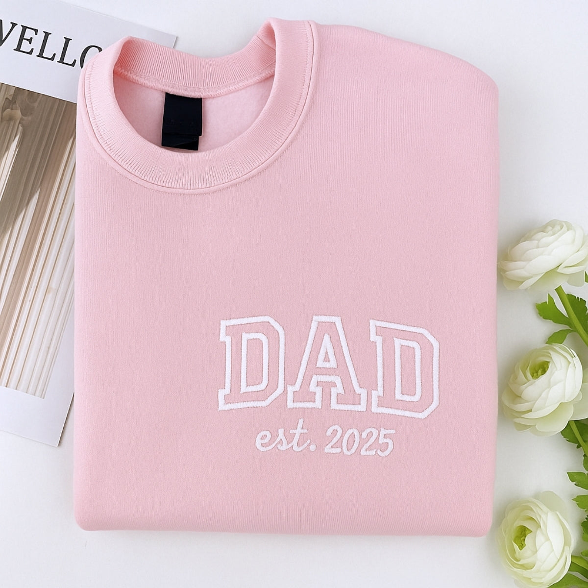 Varsity Dad Sweatshirt - New Dad EST Embroidered - Perfect Father's Day Gift