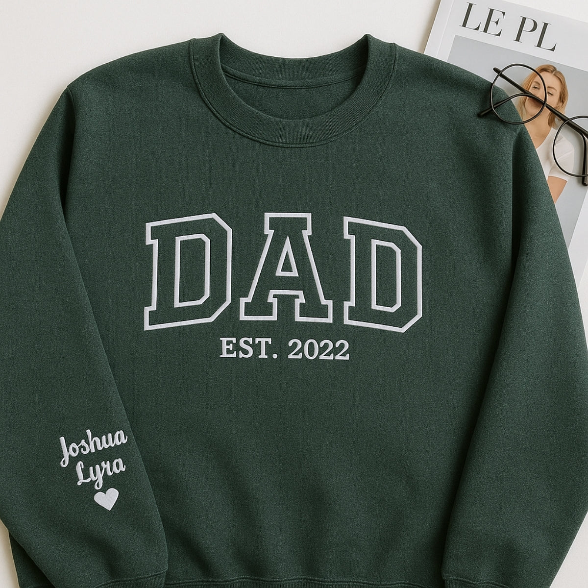 Varsity Dad Sweatshirt - New Dad EST Embroidered - Perfect Father's Day Gift