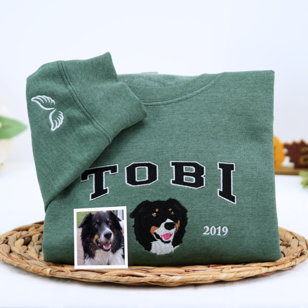 Varsity Pet Portrait Hoodies - Custom Dog Name Embroidered University Style Sweatshirts - College Pet Gift