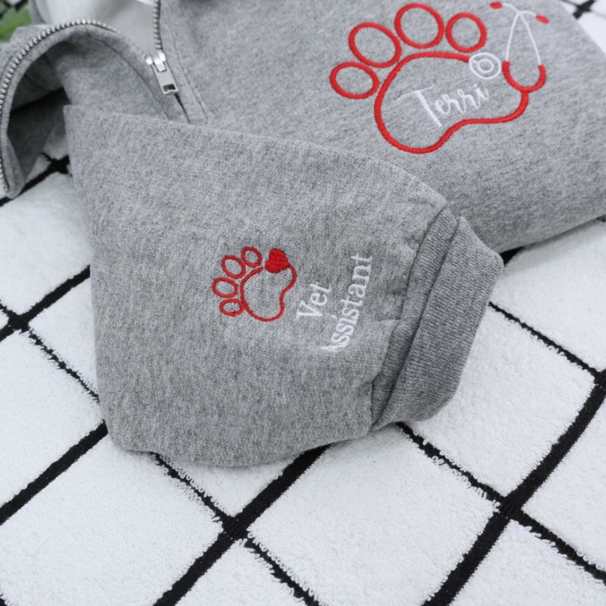 Individuell bestickte Engel- und Dämonenkatze-Kapuzenpullover für Paare