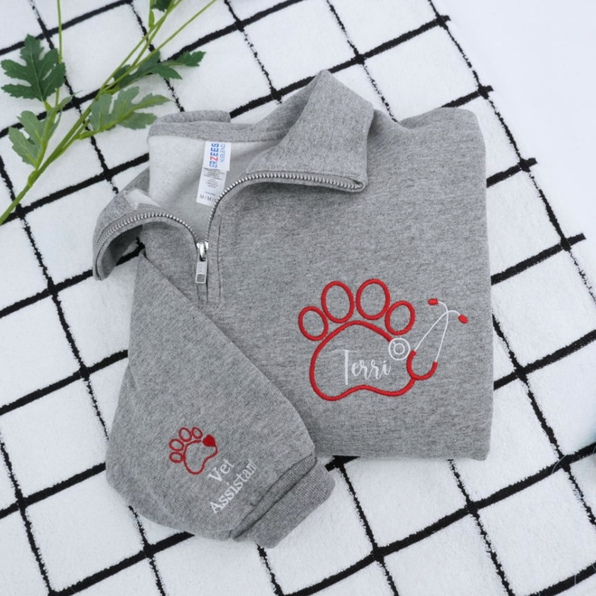 Vet Tech Quarter Zip - Veterinary Technician Embroidered Sweatshirts - Perfect Vet Tech Gift
