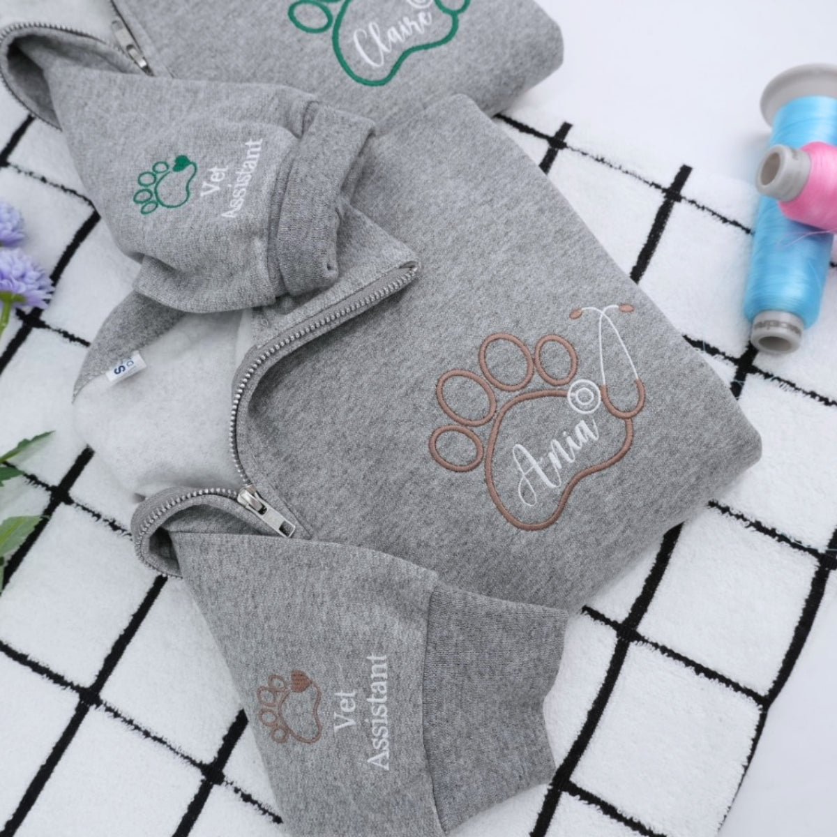 Sweats à capuche assortis brodés personnalisés avec ange et chat démon pour couples