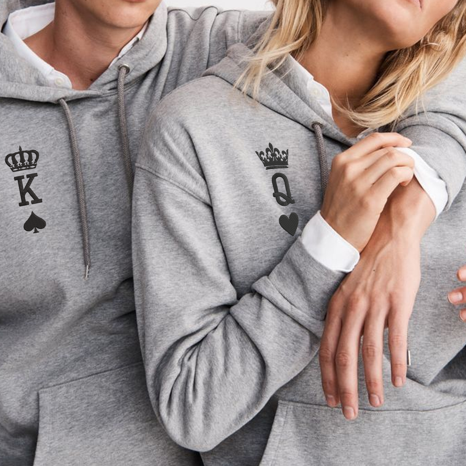 King And Queen Hoodie Matching Relationship Embroidered Hoodies