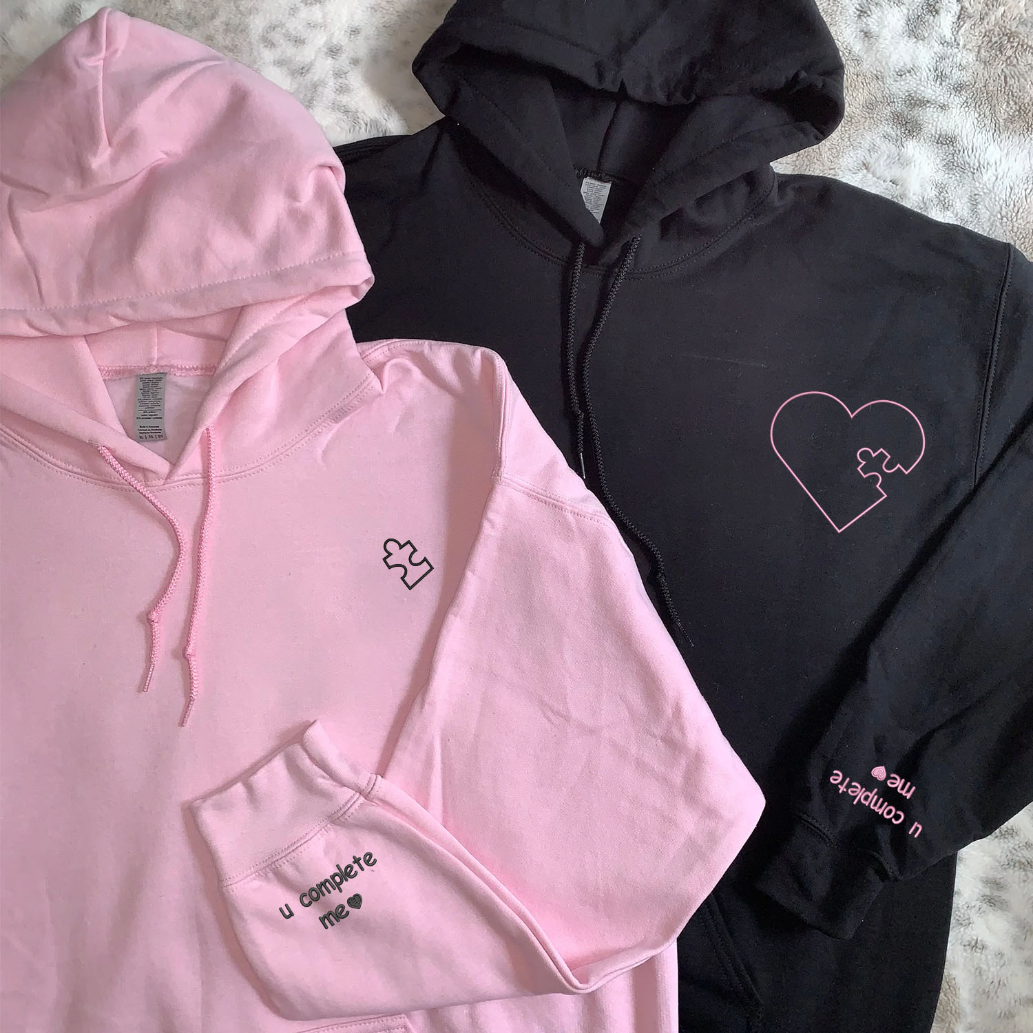 Custom Embroidered Boyfriend and Girlfriend Matching Hoodies for Couples