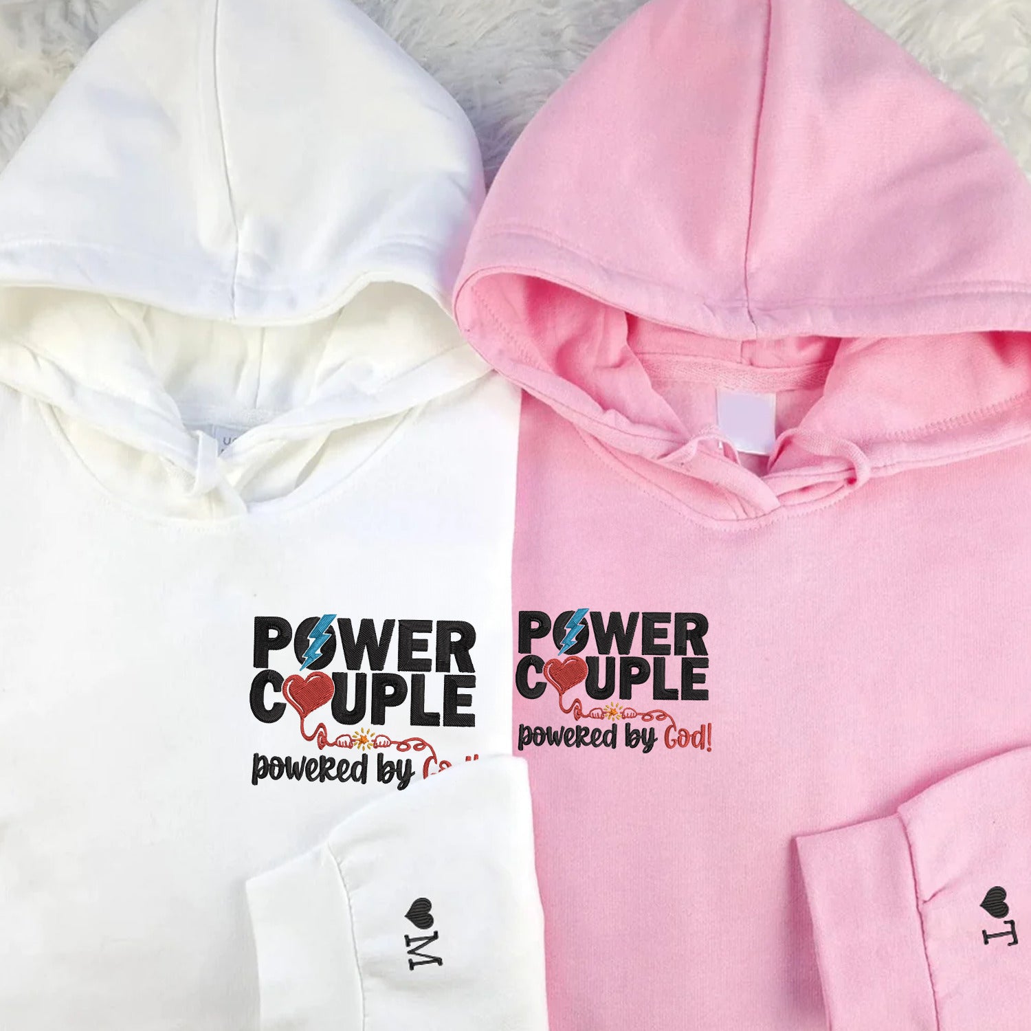 Sweats à capuche brodés personnalisés pour couples