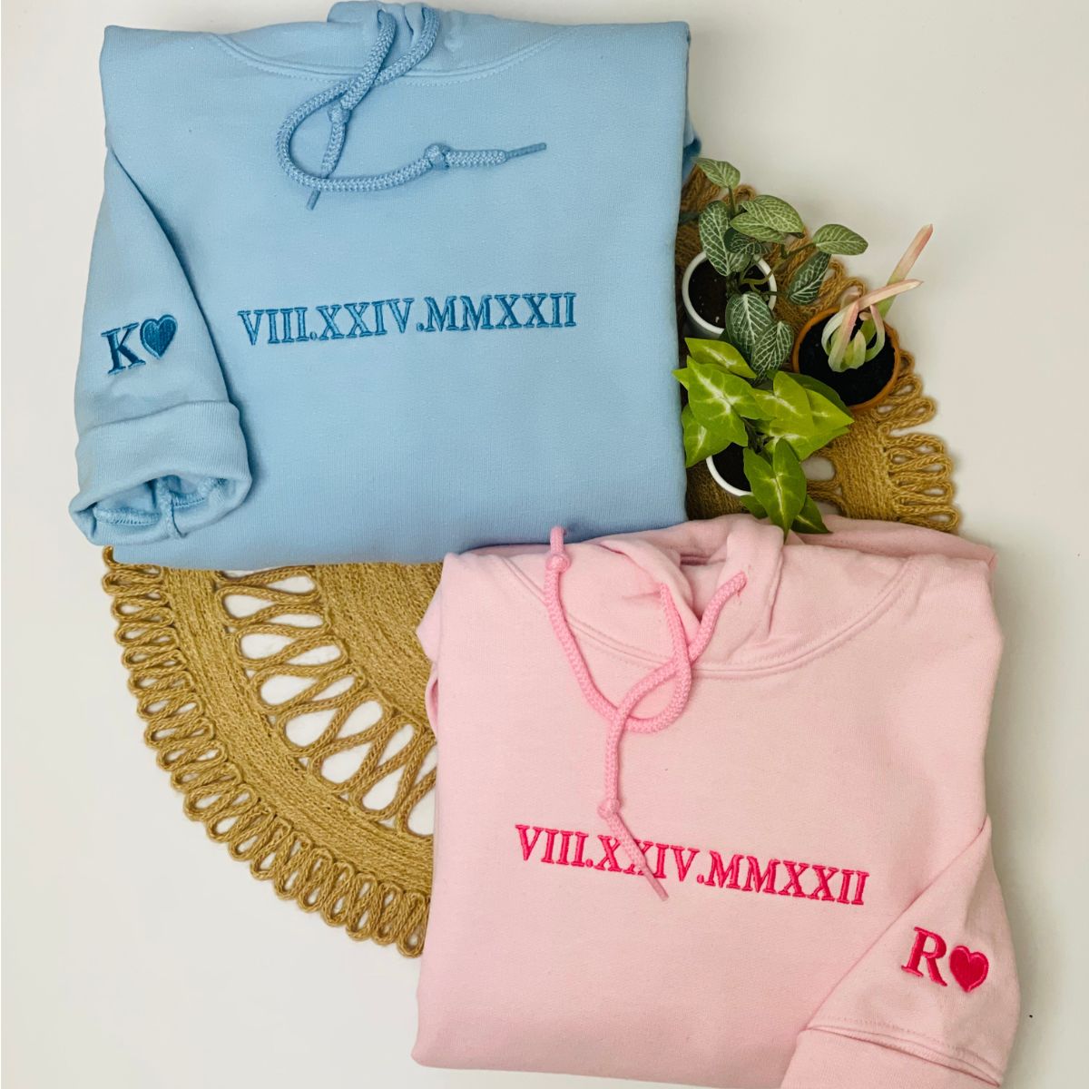 Roman Numeral Hoodie Matching Couple Hoodies