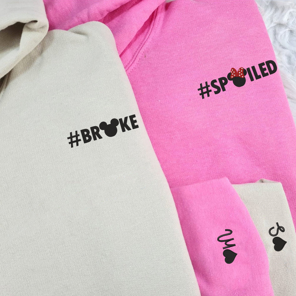 Broke x Spoiled Custom Embroidered Matching Hoodies For Couples