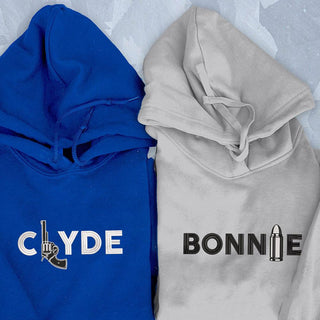 Sweats à capuche assortis brodés personnalisés Clyde x Bonnie pour couples