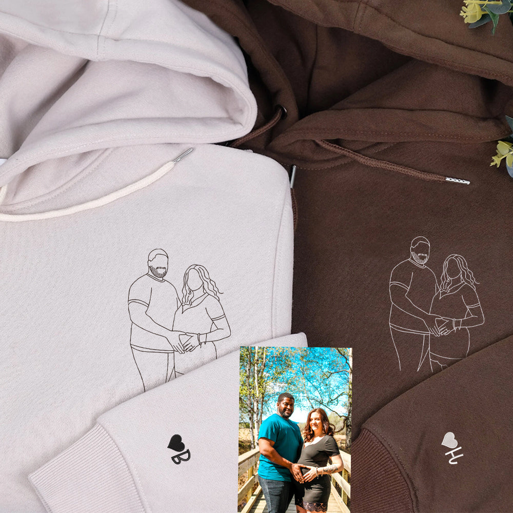 Custom Embroidered Portrait Sweatshirt from Your Photo, Personalized Couples or Friends Crewneck, Anniversary Photo Embroidery - Perfect for Cozy Couples Gifts