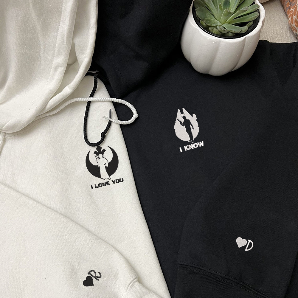 I Love You And I Know Custom Embroidered Matching Hoodies For Couples