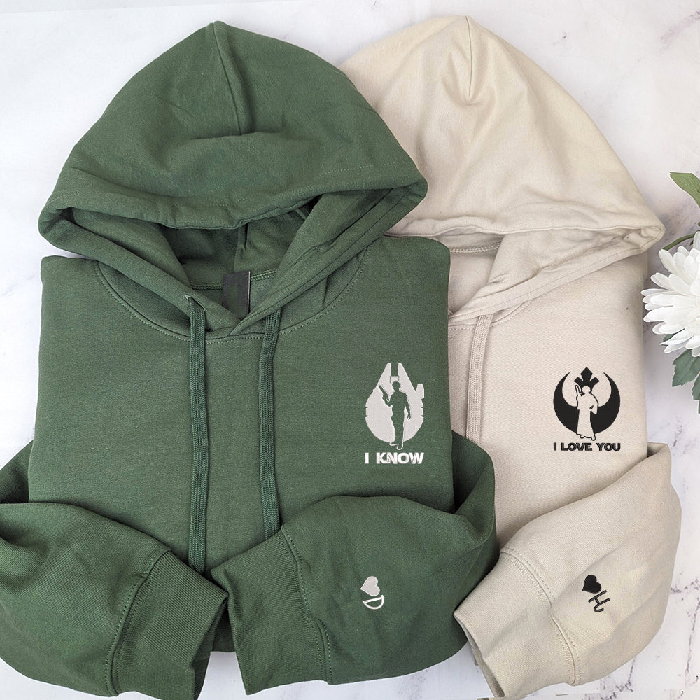 I Love You And I Know Custom Embroidered Matching Hoodies For Couples