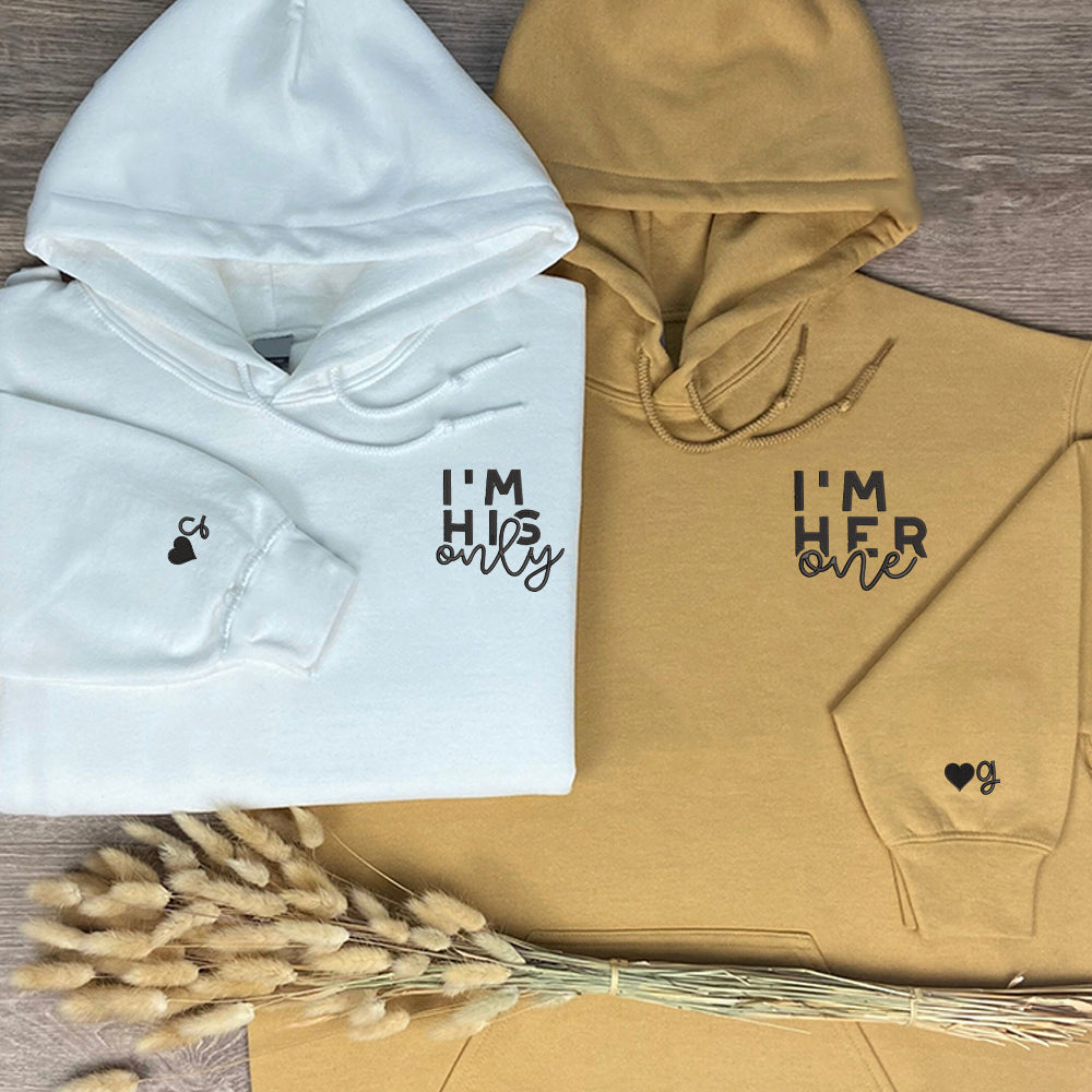 I'm His Only I'm Her One Custom Embroidered Matching Hoodies For Couples - Perfect for Cozy Couples Gifts