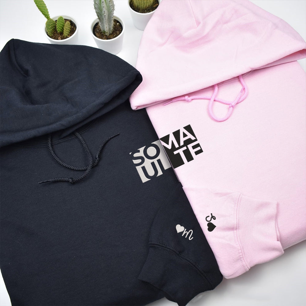 Soul Mate Matching Custom Embroidered Matching Hoodies For Couples - Perfect for Cozy Couples Gifts