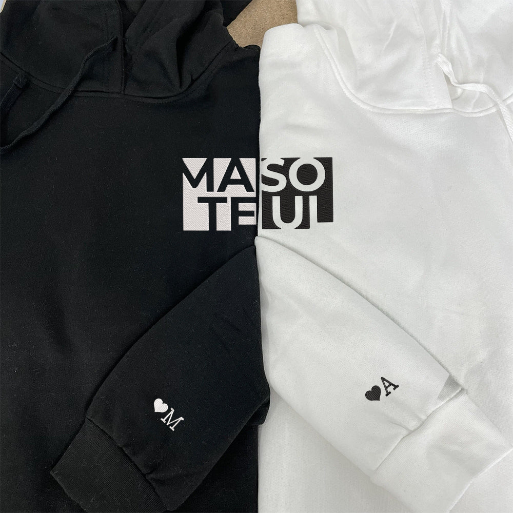 Soul Mate Matching Custom Embroidered Matching Hoodies For Couples - Perfect for Cozy Couples Gifts