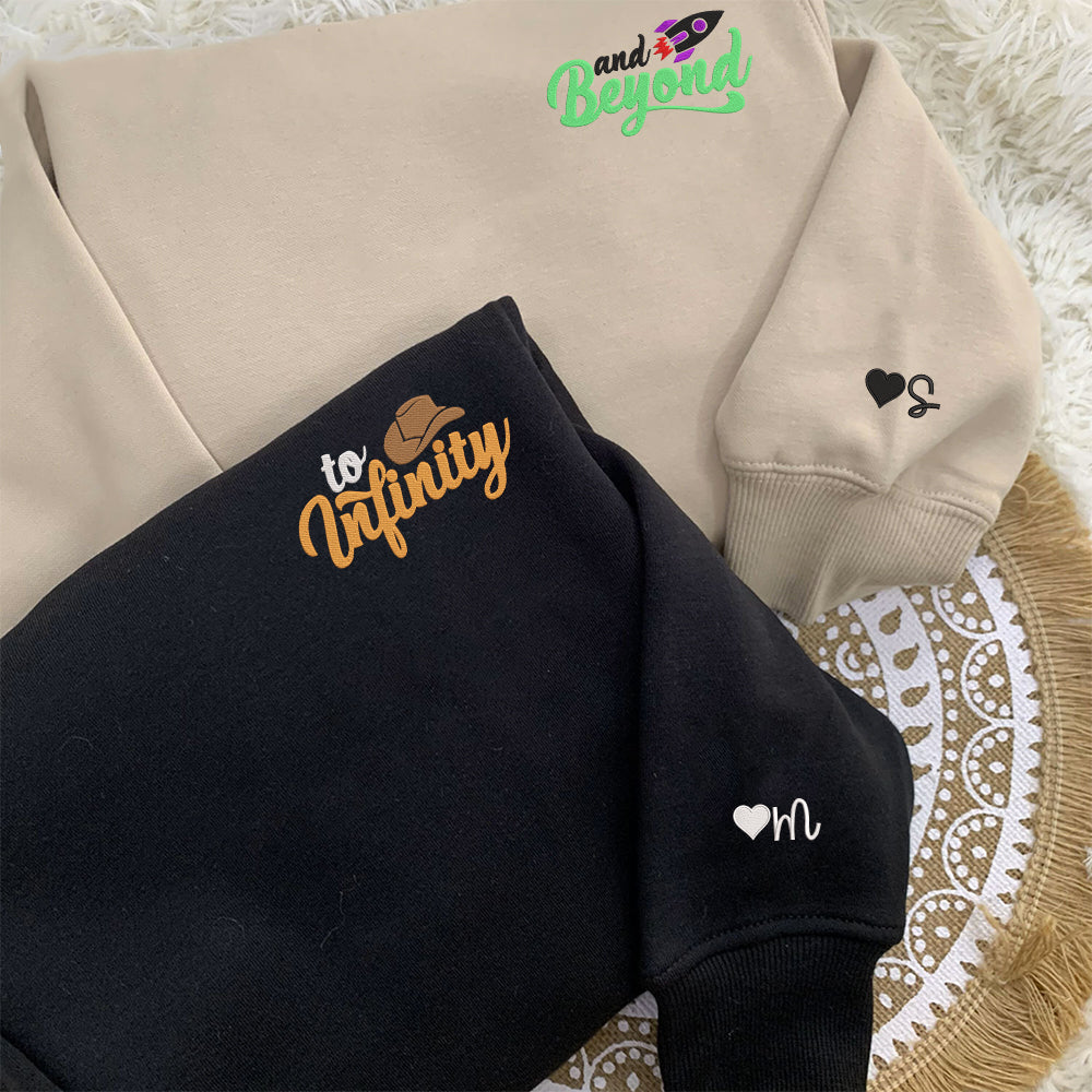 To Infinity And Beyond Custom Embroidered Matching Hoodies For Couples