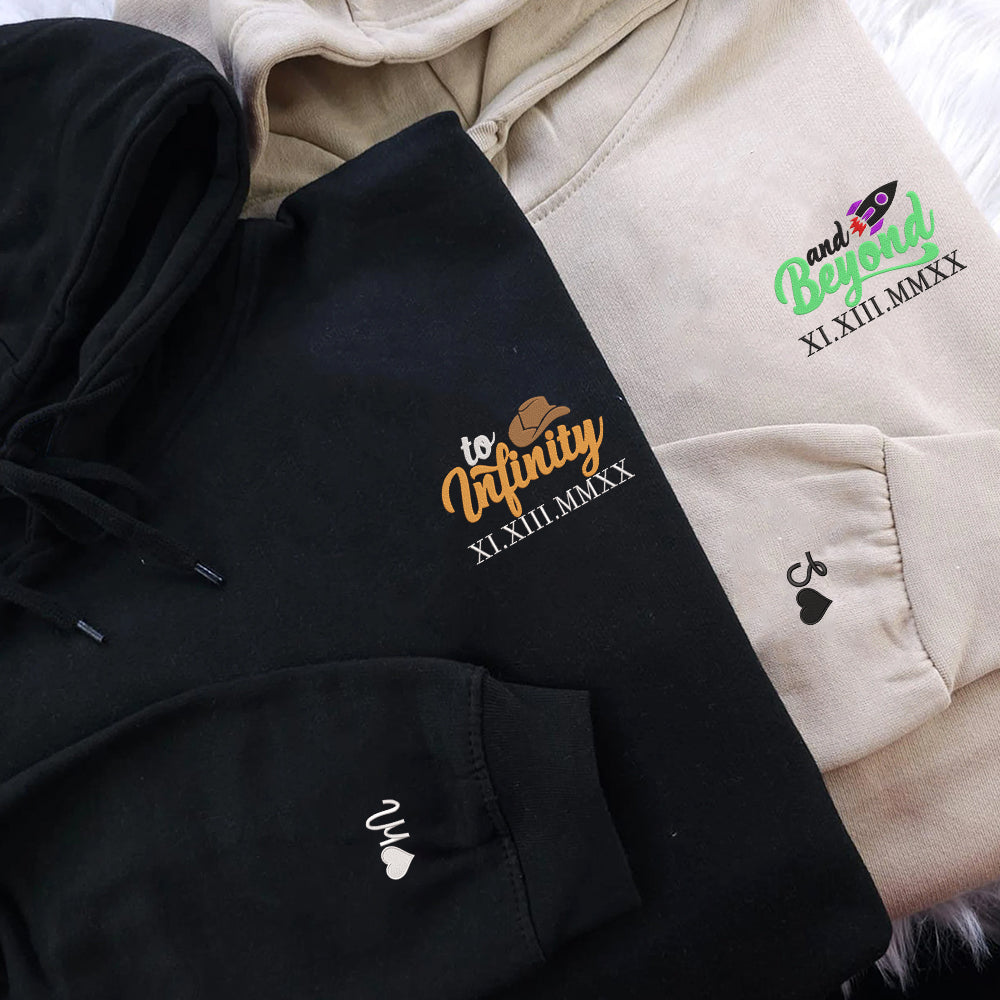 To Infinity And Beyond Custom Roman Numeral Matching Embroidered Hoodi