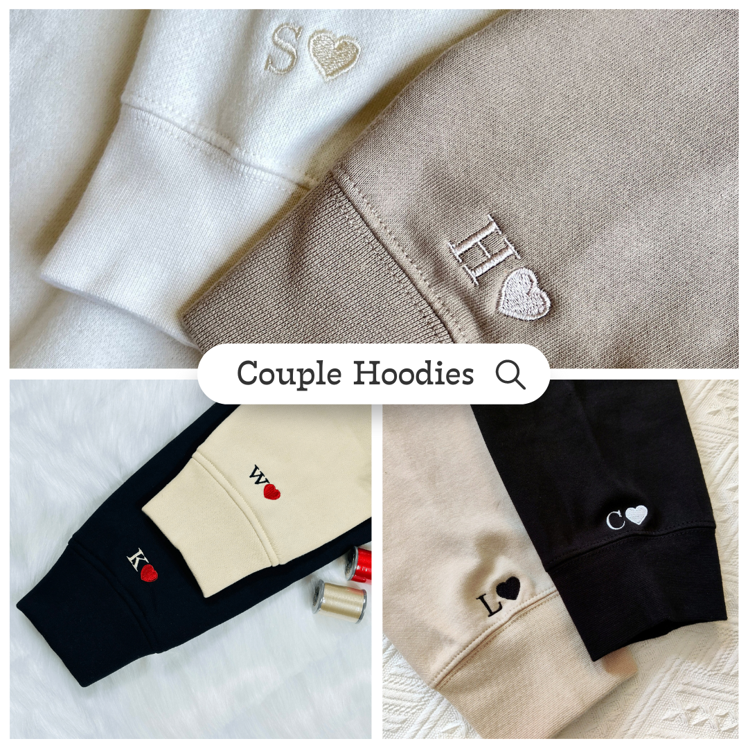 Custom Embroidered Portrait Sweatshirt for Couple, Personalized People Outline with Photo Hoodie, Embroidered Line Art Photo - Perfect for Cozy Couples Gifts